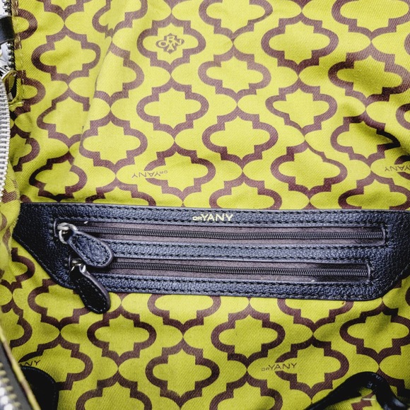 orYANY Black Pebbled Leather Half Moon Zip Hobo Handbag - Picture 11 of 13